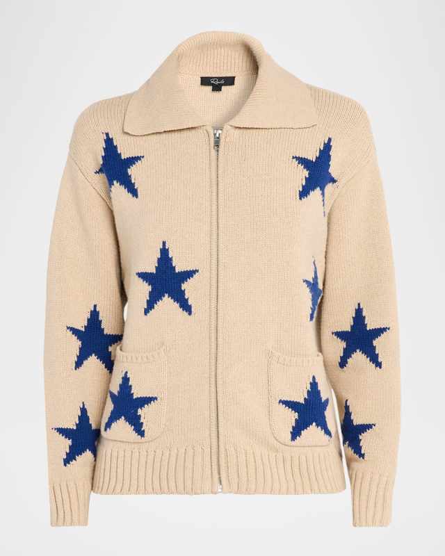 Rhea Star Wool-Blend Zip Cardigan